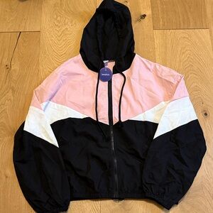Colorblock Utility Jacket - Pink, White, and Black